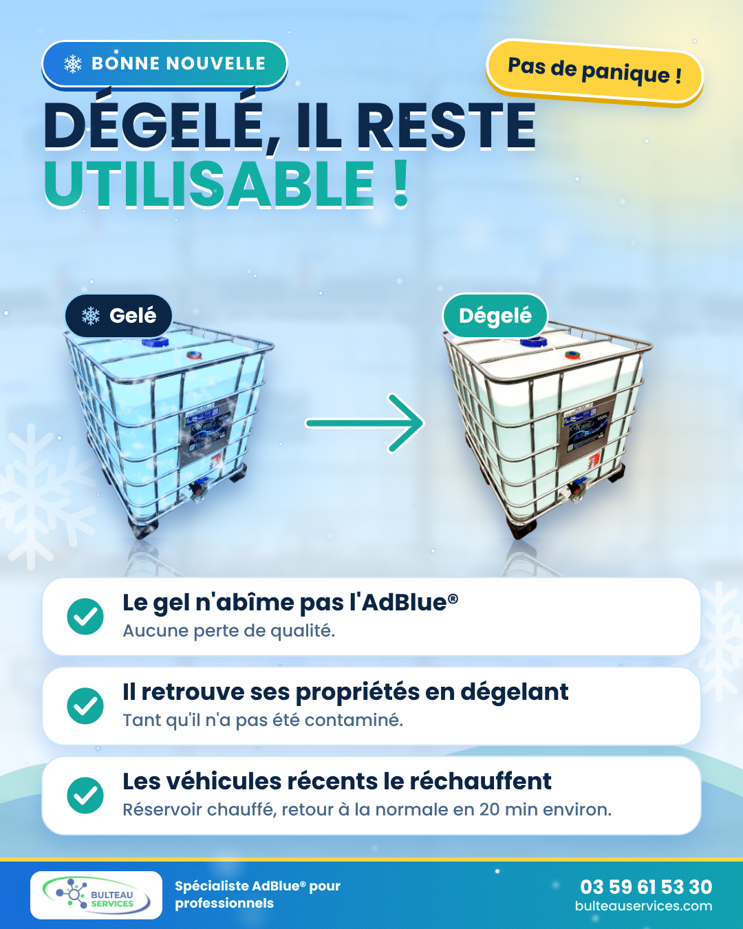 IBC d'AdBlue® gelé puis dégelé : le produit reste utilisable