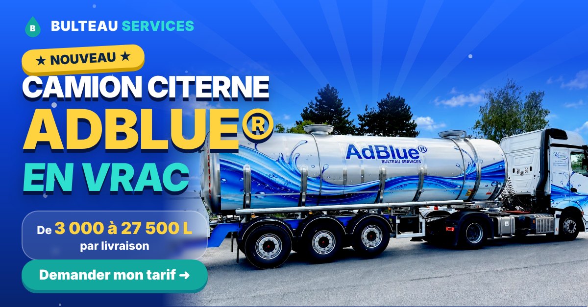 Camion citerne AdBlue en vrac Bulteau Services, livraison de 3 000 à 27 500 litres