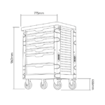 Dimensions de la servante d'atelier 7 tiroirs : 775 x 466 x 960 mm