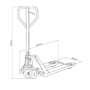 Schéma coté du transpalette manuel 2500 kg